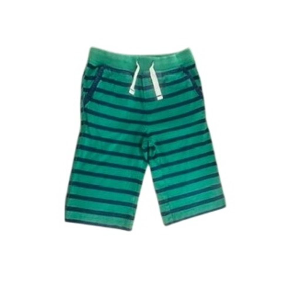 Mini Boden Boys Green Navy Striped Jersey Shorts Drawstring Size 6Y 116cm NEW
